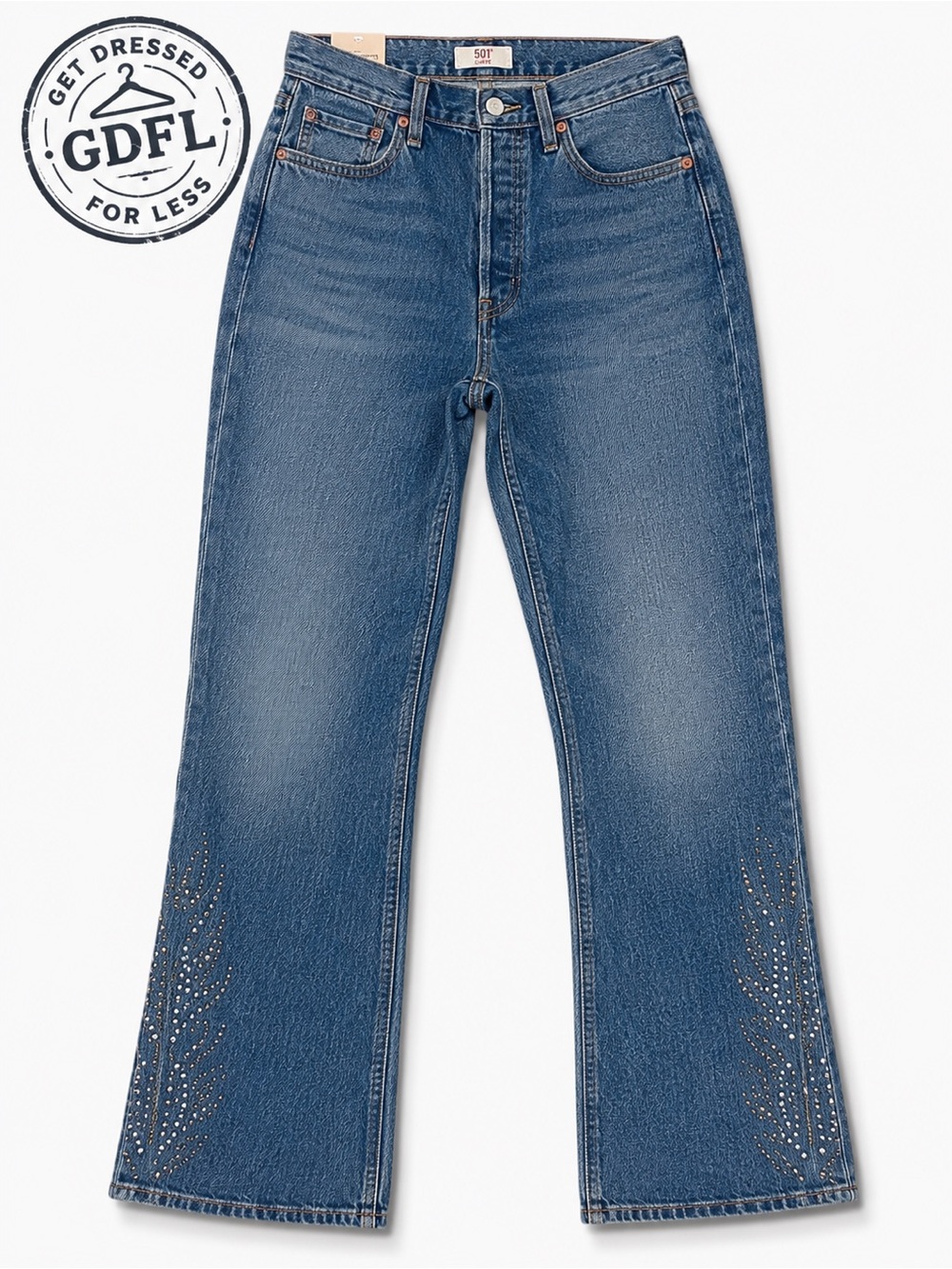 Levi’s 501 Womens Curve Solargenic Jeans 27x30 Studded Western Y2K NWT